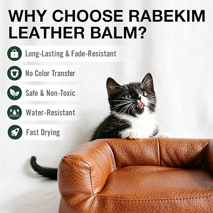 Black Leather Repair Kit, Leather Recoloring Balm – Restore & Repair Faded Leather on Couches, Car Seats, Shoes & Furniture | Leather Color Restorer & Conditioner | Easy DIY Application