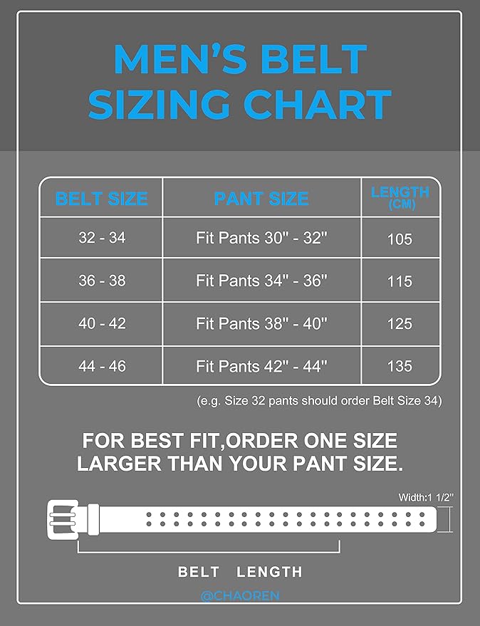 CHAOREN Work Belts for Men Heavy Duty - 1.5" Full Grain Leather Belt Casual - Fully Adjustable, Double Prong
