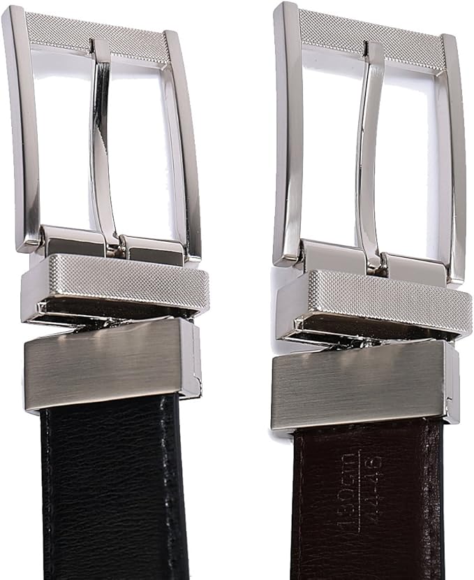Belts for Men Reversible Leather 1.25” Waist Strap Fashion Dress Buckle Beltox
