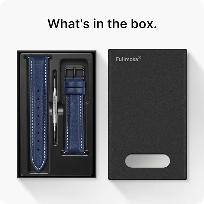 Fullmosa Watch Band, Quick Release Leather Watch Strap for Men Women, Replacement Bands Width 12mm 14mm 16mm 18mm 19mm 20mm 21mm 22mm 24mm