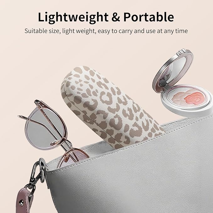 Glasses Case Hard Shell, Leather Protective Case for Sunglasses with Cleaning Cloth, Cute Eyeglass Cases for Women