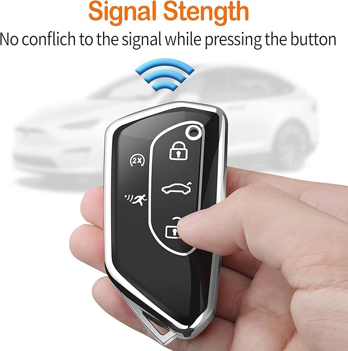 Sindeda for Volkswagen Key Fob Cover with Keychain Soft Full Protection Key Shell Key Case Compatible with VW MK8 Golf/GTI Skoda Octavia (Silver)