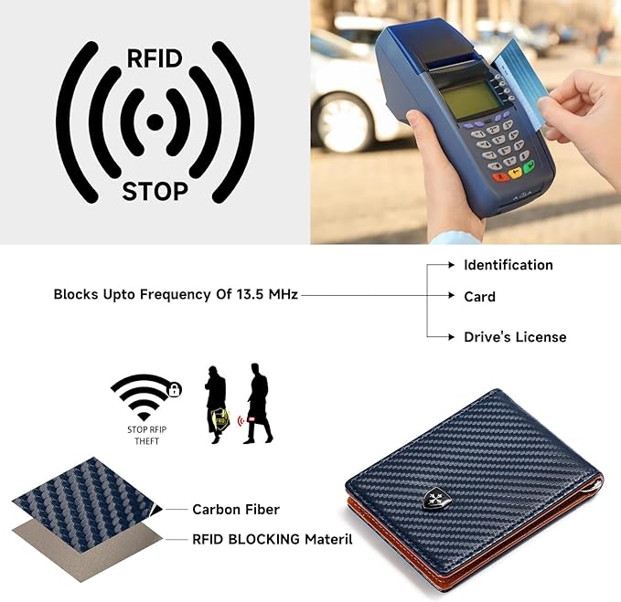 Men's Slim Wallet with Money Clip RFID Blocking Bifold Credit Card Holder Gifts for Men