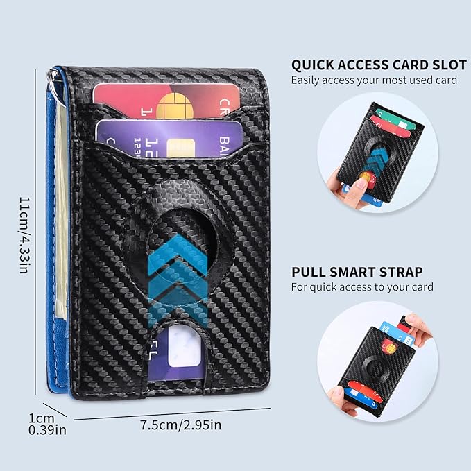 Wallets for Men Slim Leather Money Clip Mens - RFID Blocking Front Pocket Bifold Wallet Credit Card Holde