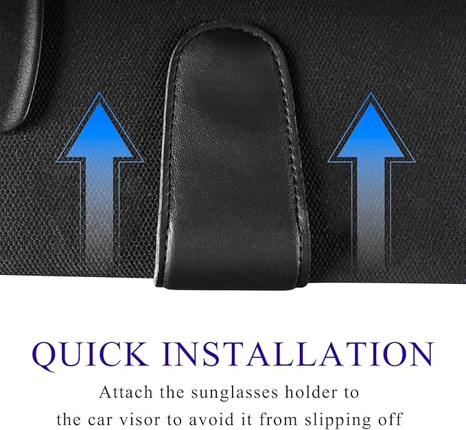 KVAEY Bling Sunglass Holder for Car Visor, Magnetic Leather Visor Clip Glasses Holder with Sparkling Rhinestones, Crystal Visor Ticket Card Clip for Women Girls, Car Accessories (Black)
