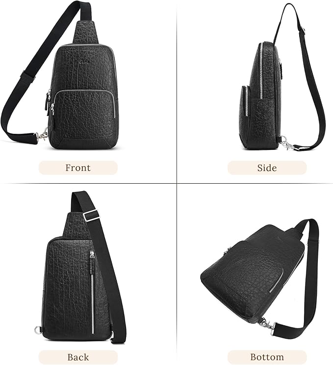 S-ZONE Sling Bag for Men Women RFID Blocking Genuine Leather Crossbody Shoulder Bag Backpack Hiking Daypack Travel | RFID Blocking, Genuine Leather, Hiking Daypack, Travel