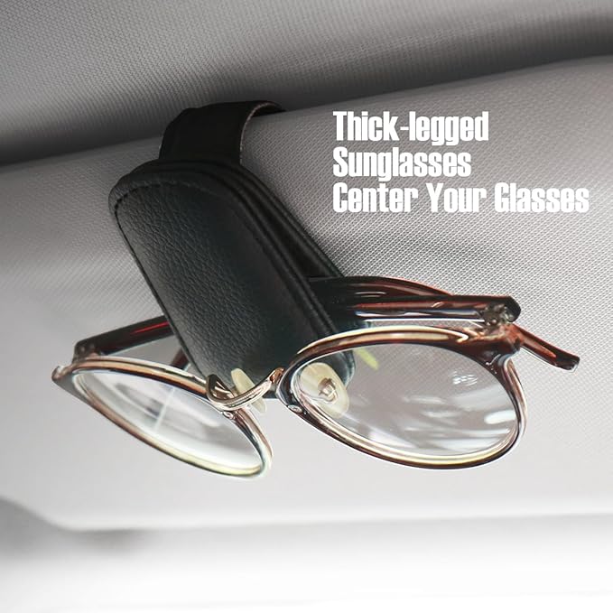 Car Visor Sunglasses Holders,2 Pcs (Black and Beige)