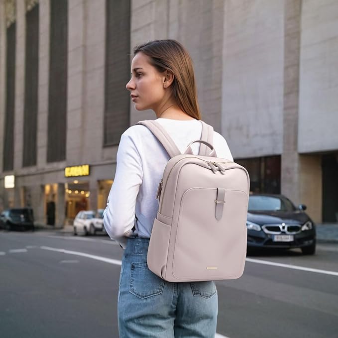 Laptop Backpack for Women,Carry on Travel Backpack Casual Work Business Backpacks Purse College,14 Inch,Light pink