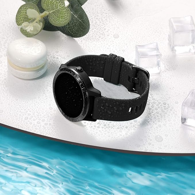GEAK Compatible with Garmin Vivoactive 5 Watch Bands/Garmin Vivoactive 3 Watch Bands,20mm Silicone Band for Vivoactive 3 Music/Vivomove Sport,Forerunner 645/245 Music Smartwatch Women Men Black