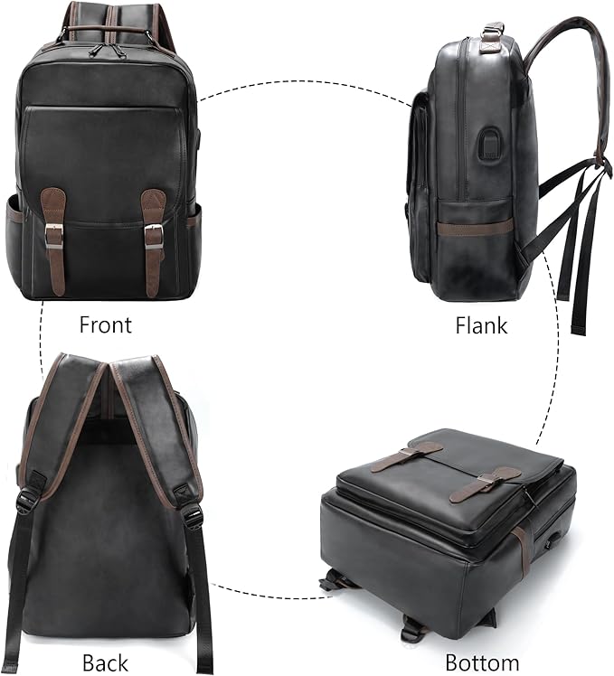 GOWIN Laptop Backpack for Men Work Travel Backpack with USB Charger Waterproof Business Backpack Fit 15.6 Computer Airline Approved Casual Backpack (Black)