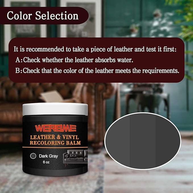 Leather Recoloring Balm & Color Restorer - Multipurpose Dye & Paint for Faded Leather Couches, Car Seats, Shoes | Fix Scratches on Clothing, Furniture & Accessories(Dark Gray)