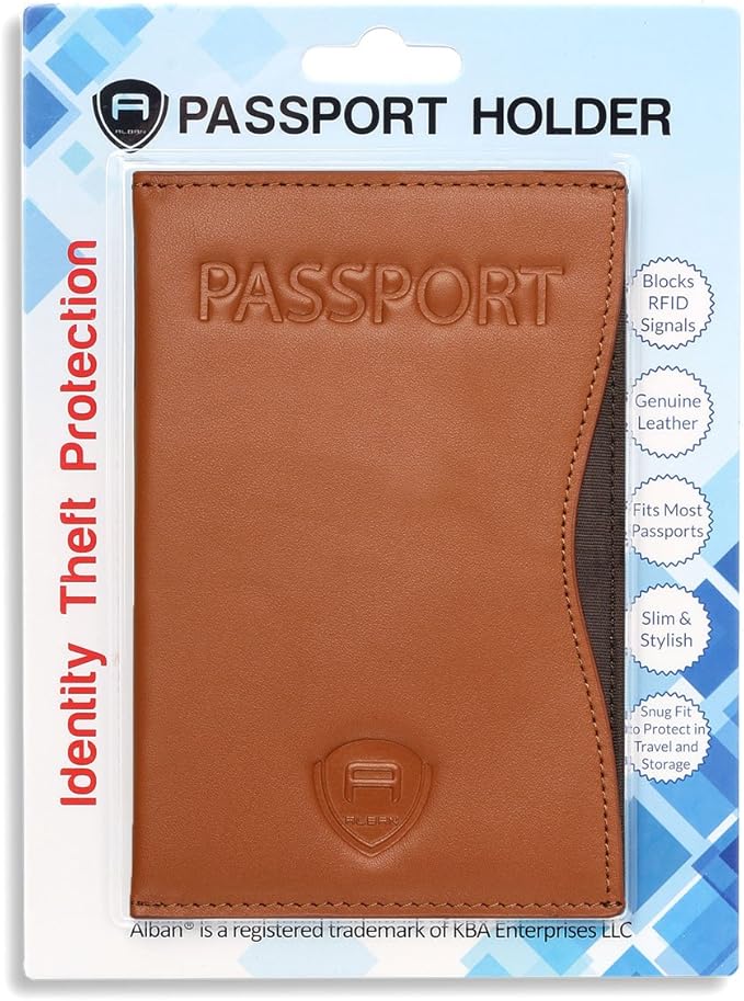 Alban RFID Passport Holder Women Men RFID Blocking Travel Passport Wallet Case Genuine Leather Passport Cover porta pasaporte