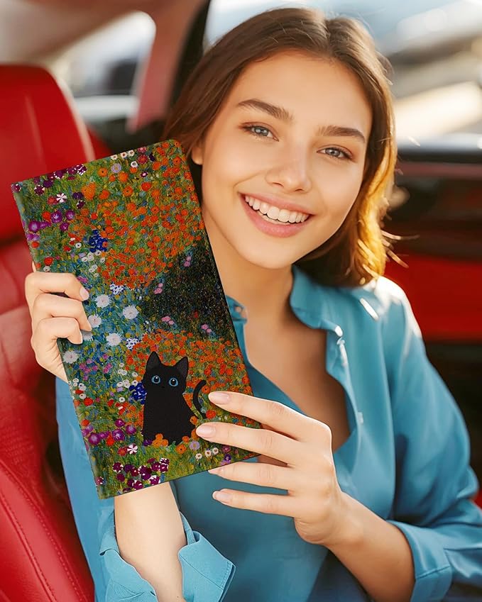 Slohif Car Registration and Insurance Holder - Blossom Vehicle Glove Box Organizer Women with Magnetic Shut Leather Automobile License Holders Coasters Auto Accessories Case for Document