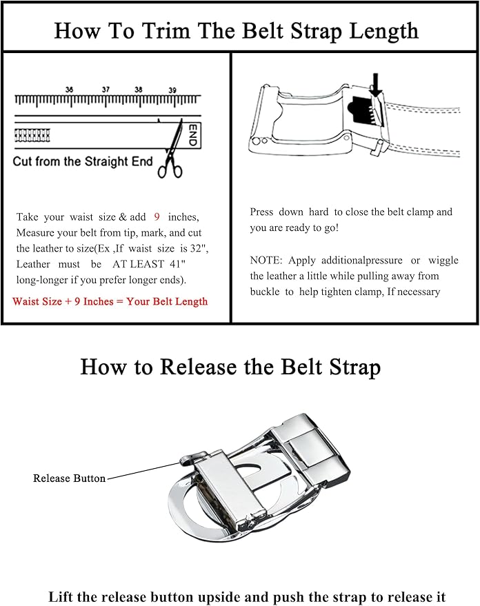 Men's Ratchet Belt Leather Belt Adjustable for Men Gift 1 3/8-Cut for Perfect Fit