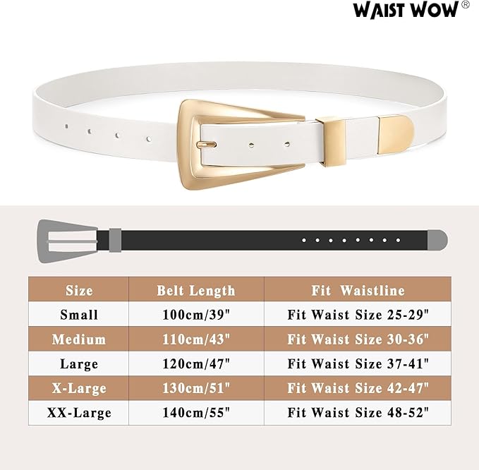 Women's Leather Belts for Jeans Pants Fashion Leather Waist Belt Ladies Dress Belts with Gold/Silver Buckle