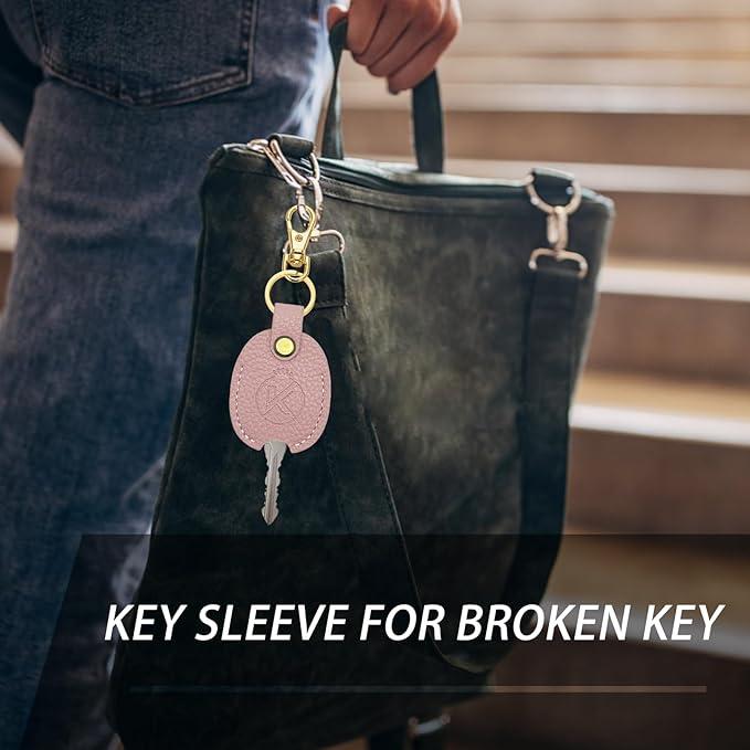 Leather Key Sleeve for Broken Key, Car Key Cover, Key Loop Replacment, Key Fod Protector Keychain for Women/Men