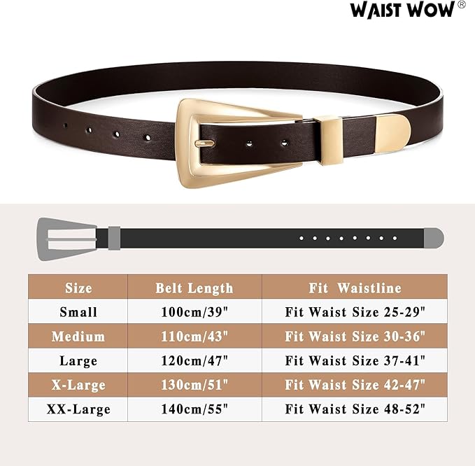Women's Leather Belts for Jeans Pants Fashion Leather Waist Belt Ladies Dress Belts with Gold/Silver Buckle