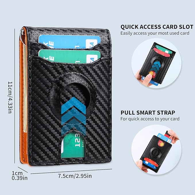 Wallets for Men Slim Leather Money Clip Mens - RFID Blocking Front Pocket Bifold Wallet Credit Card Holde