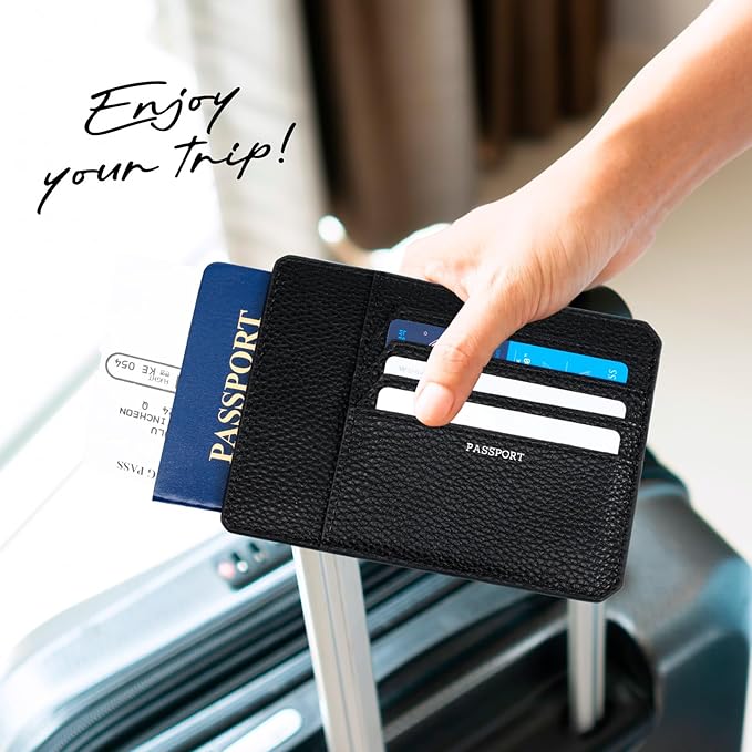 TARGAA Passport Holder, Slim Travel Wallet RFID Blocking Card Case Cover Passport Cover Protector passport sleeve Essentials with Credit Card Slots for Women/Men (Black)