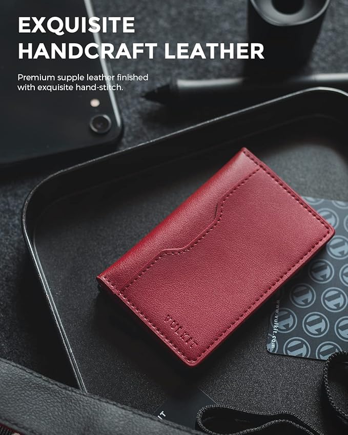 VULKIT Slim Pop up Wallet for Women Minimalist Credit Card Holder with Leather Slots Men's Bifold RFID Blocking Metal Wallets
