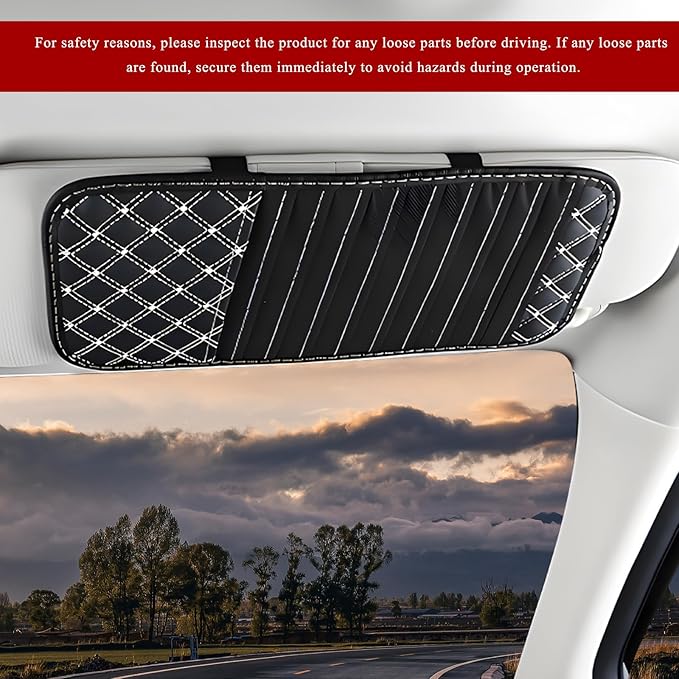 2 PCS Car CD Visor Storage Cases, Large Capacity Auto Sun Visor DVD Holder with 10 Storage Sleeves, Leather Sunshade CD Pocket Interior Decoration for Cars Trucks SUVs (White)