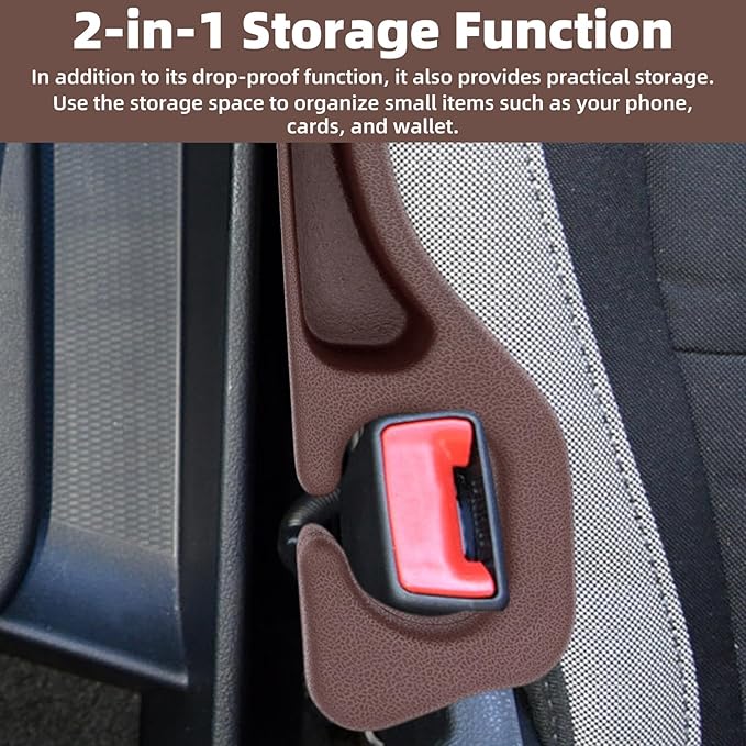 Penitue 2pcs Car Seat Gap Filler, No Drop Guard Universal Gap Organizer Between Seat and Console Prevents Phone Keys Cards Falling (Brown)