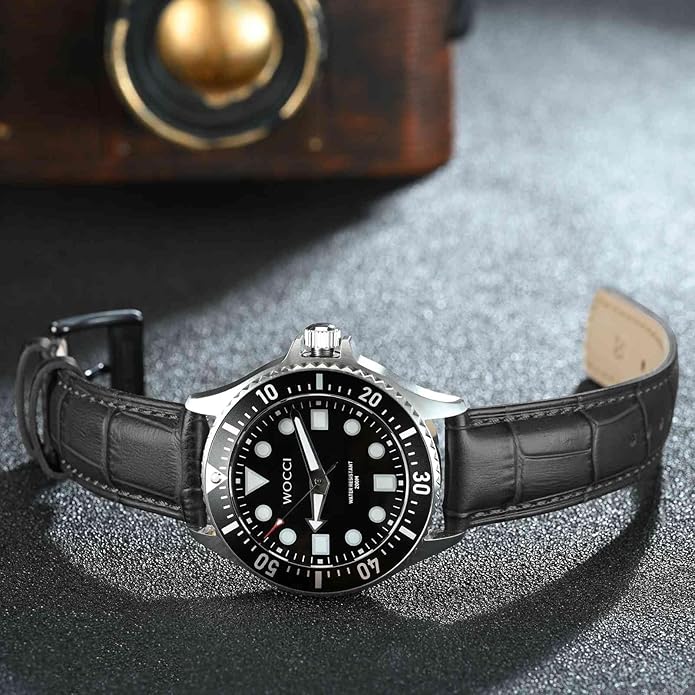 WOCCI Watch Bands, Top Grain Leather, Embossed Alligator Grain, Quick Release, Band Width 18mm 20mm 22mm