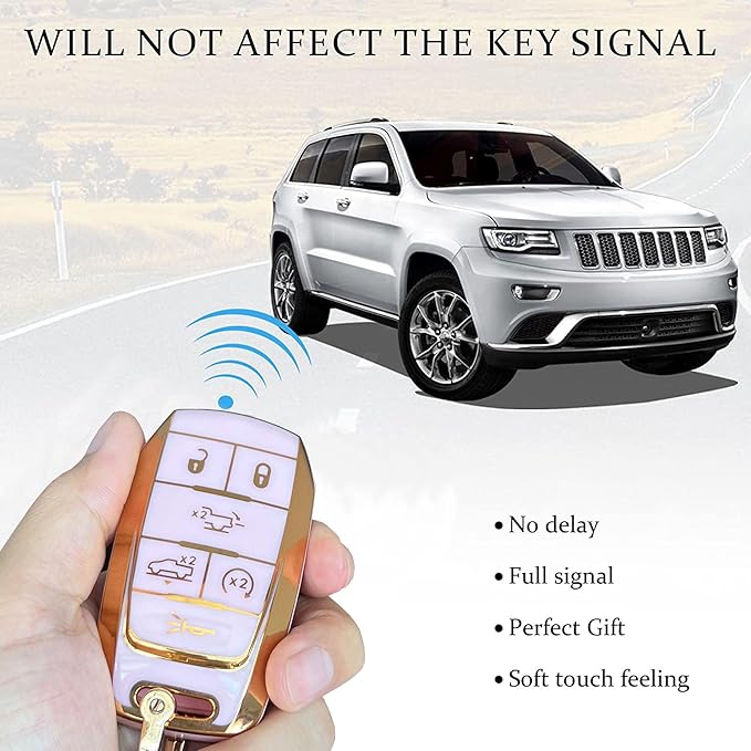 Key Protective Shell for RAM Key Fob Cover with Keychain Fit for RAM 1500 2500 3500 Smart Key Case Accessories (6-Button-Pink-Gold)