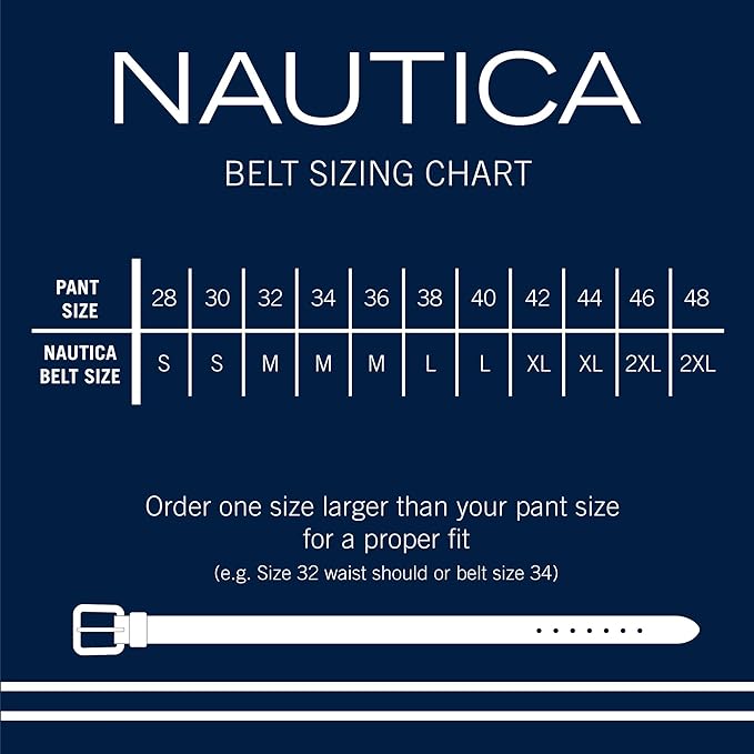Nautica Men's Dress Leather Belt for Suits and Pants | Classic | Business | Fashion | Adjustable | Metal Buckle