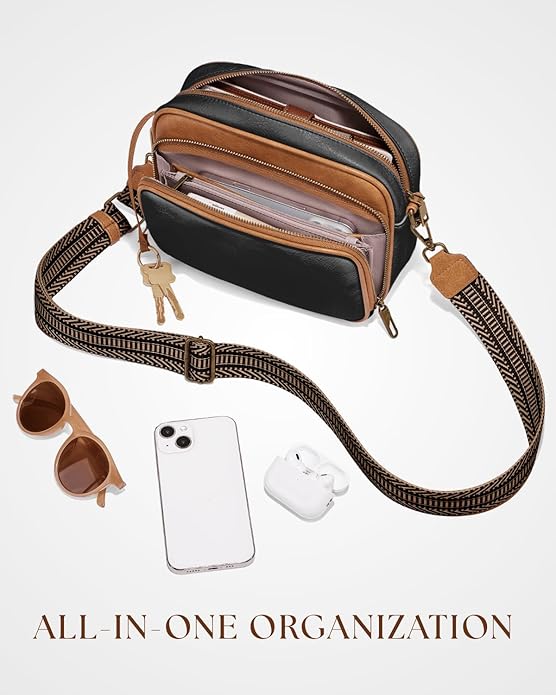 Crossbody Bags with Built-in Wallet, Anti-Theft Travel Purse with Card Slots, Trendy Vegan Shoulder Bag for Women Men
