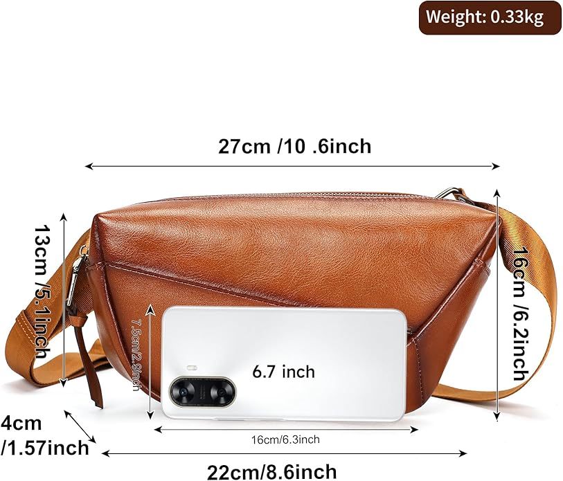 NIUCUNZH Genuine Leather Mens Sling Bag for Women Vintage Small Crossbody Bags Purse for Hiking Travel Chest Daypack