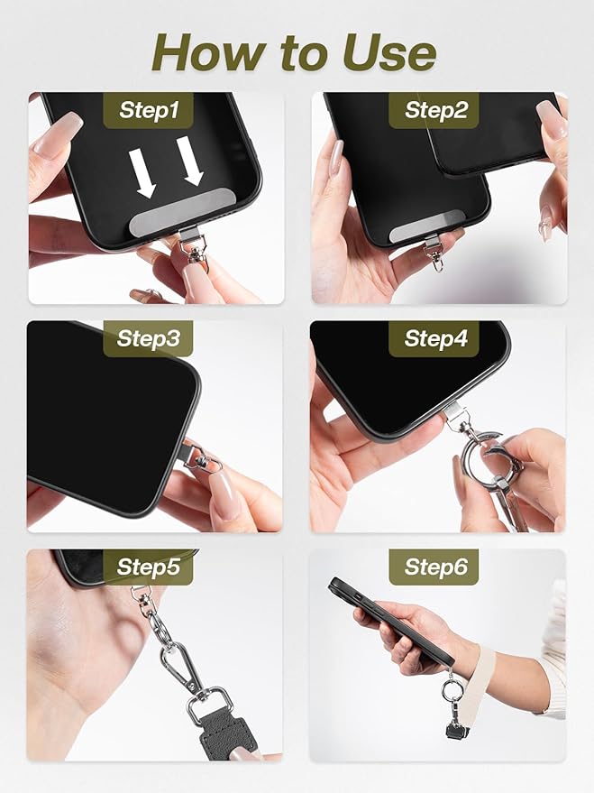 Tiostep Clip and Go Strap for Phone with Wallet Crossbody Phone Lanyard Adjustable and Detachable RFID Wristlet Wallet with ID Window and Zipper, Cream(L)