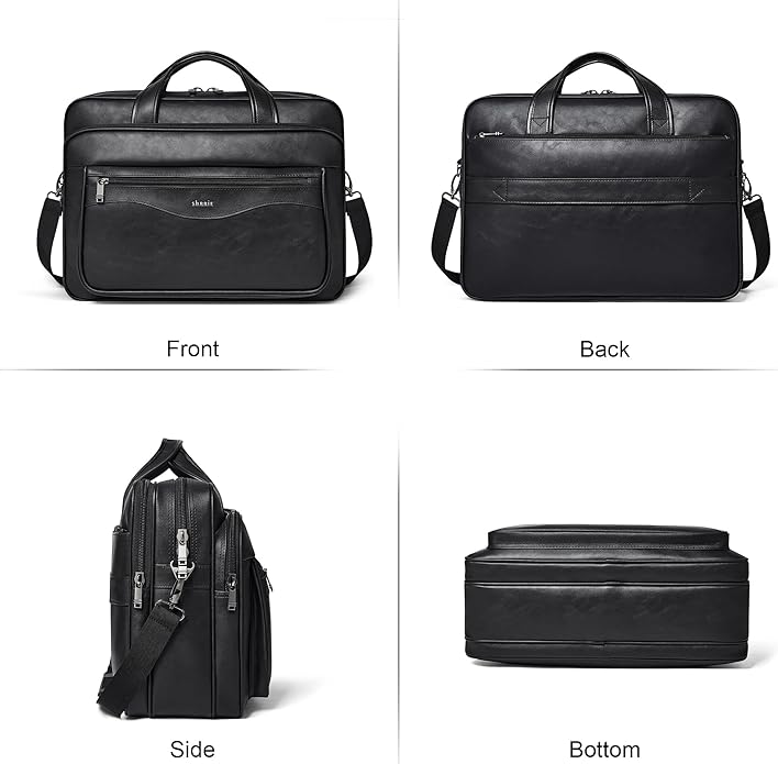 Shrrie Leather Laptop Bag Fits 17 to 17.3 Inch for Men and Women,Vintage Business Briefcase Laptop Messenger Work,Travel