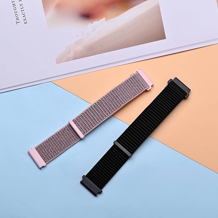 ANNEFIT Nylon Sport Loop Watch Bands, 2 Packs Quick Release Adjustable Strap 16mm 18mm 19mm 20mm 21mm 22mm 24mm