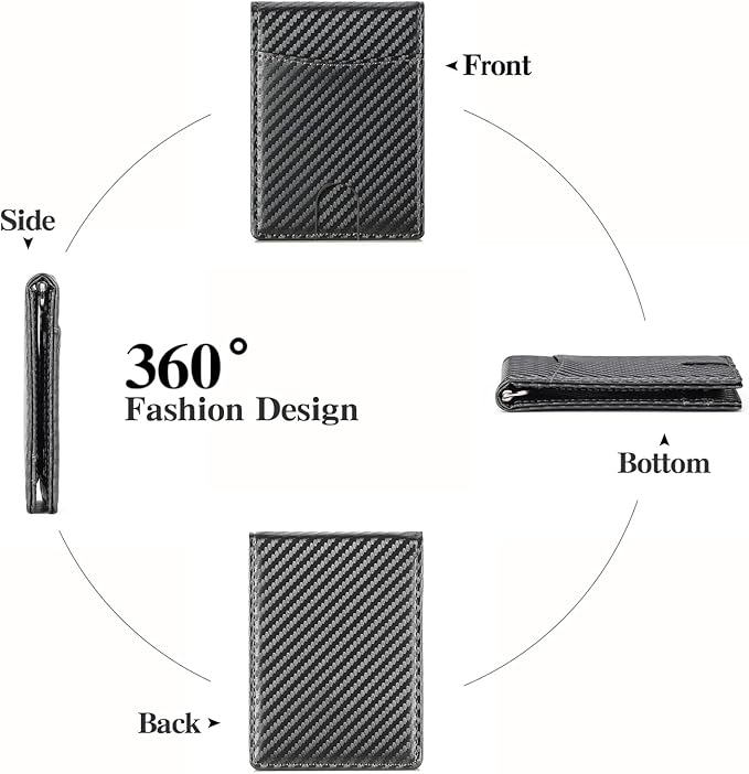 Wallet for Men Leather Slim Bifold Card Holder RFID Blocking Minimalist Front Pockets Wallet with Money Clip