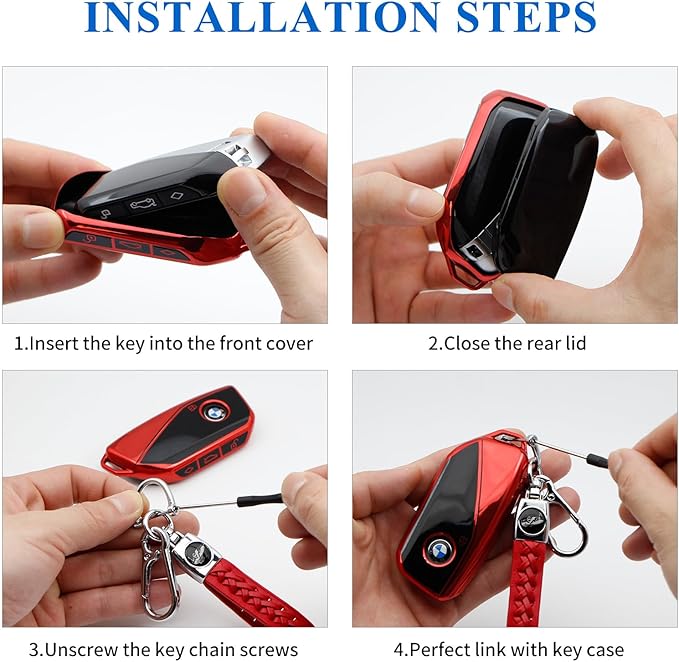 Creativity Advanced soft TPU key Cover Suitable for BMW 2023-2026 New 5 7 Series iX XM IX3 i7 X1 X5 X6 X7 key (Red Combination)