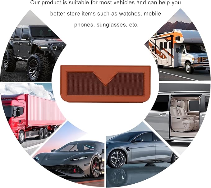 Car Sunglasses Case, PU Leather Pocket Self-Adhesive Storage Pouch for Vehicle Door Window Console, Multifunctional Vehicle Interior Organizer for Glasses Phones Wallets Keys (Brown & Orange)