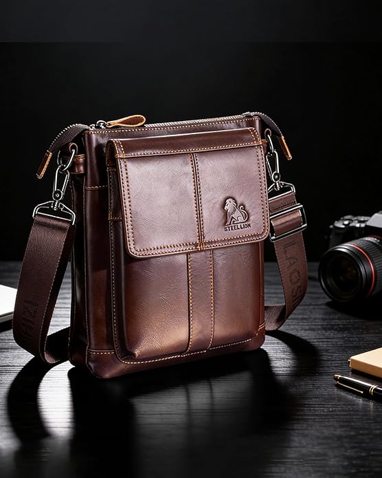 Men's Genuine Leather Crossbody Bag - Spacious & Functional & Durable Daily Use