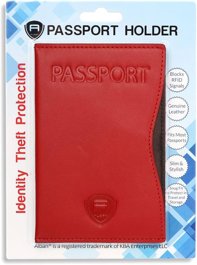 Alban RFID Passport Holder Women Men RFID Blocking Travel Passport Wallet Case Genuine Leather Passport Cover porta pasaporte