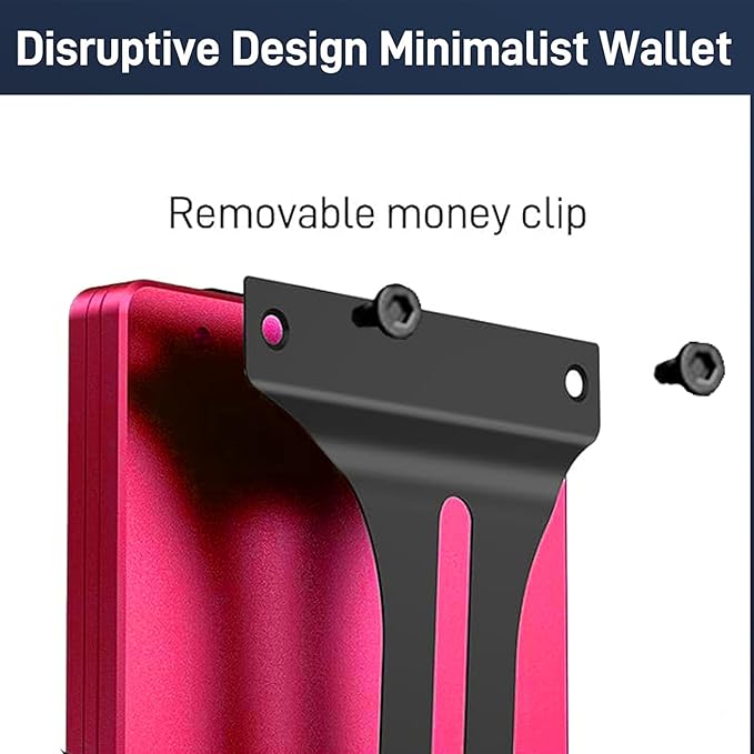 Minimalist Slim Wallet for Men,RFID Blocking Metal Wallet,Aluminum Credit Card Holder & Money Clip 12-15 Cards,Slim Rfid Front Pocket Mens Wallet,Matt Red