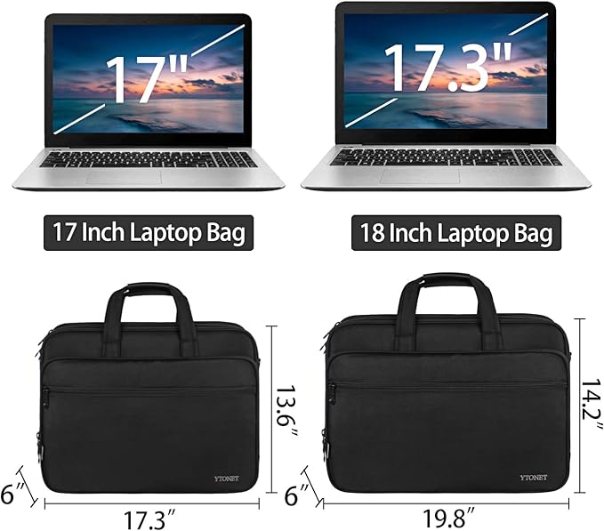 Ytonet Gaming Laptop Briefcase 18 Inch, Expandable Extra Large Case for Computer, Water Resistant Bag for Men With Luggage Strap, Work Travel Carrying Case, Black