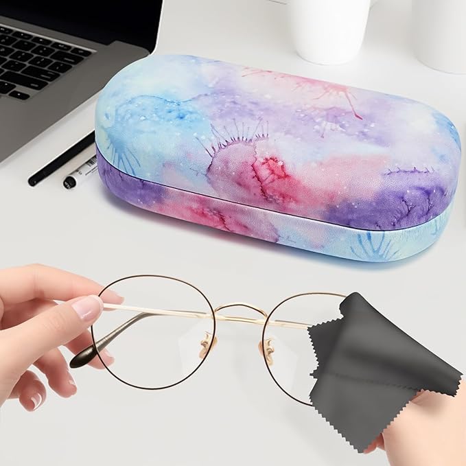 molshine Hard Shell Leather Sunglasses Case,Classic Large Glasses Case for Women Men,Sunglass Eyeglasses