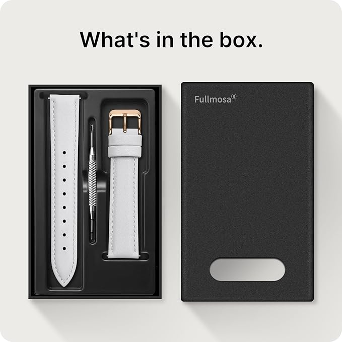 Fullmosa Watch Band, Quick Release Leather Watch Strap for Men Women, Replacement Bands Width 12mm 14mm 16mm 18mm 19mm 20mm 21mm 22mm 24mm