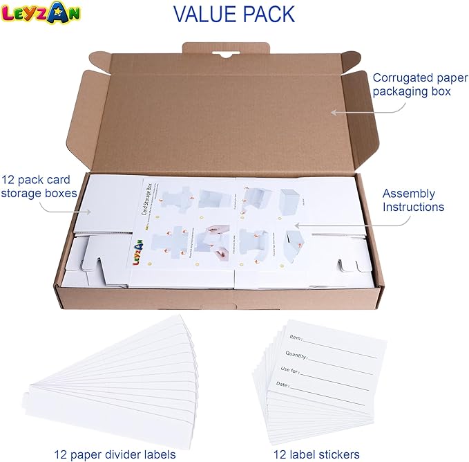 Trading Card Storage Boxes, 12 Pack 600 Count Cardboard Card Organizer for MTG, TCG & Sports Cards, Fits Sleeved Cards, Bulk Card Storage for Trading Card Collections