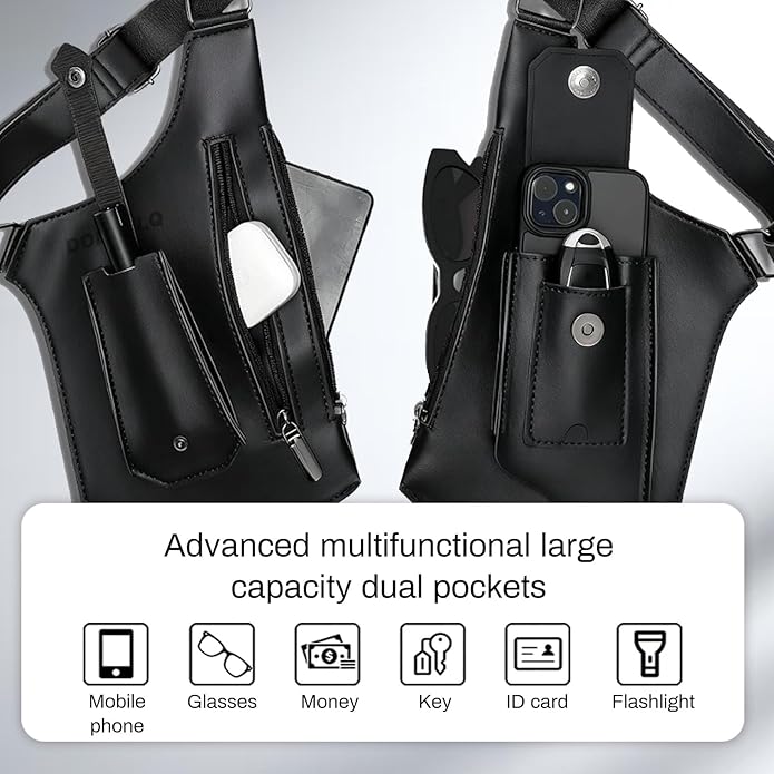 FANNING511 Double Shoulder Armpit Bag for Men Vest Bag Multi Pocket Underarm Pouch for Travel Outdoor Running cycling