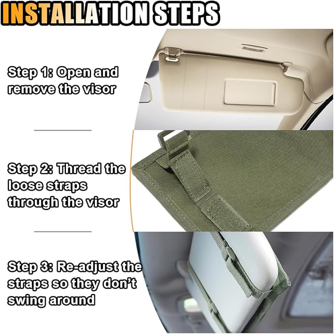 Molle Visor Panel Organizer, Sun Visor Tactical Storage Holder Pouch for Car SUV Truck, Nylon Sunshade Pocket With Velcro Strap for Pen Card Sunglass, Visor Accessories