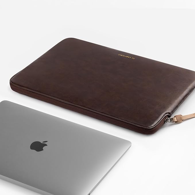 Comfyable Slim Laptop Sleeve Compatible with 13 Inch MacBook Air 13 in M5 M4 M3 M2, 13" MacBook Pro/Neo, PU Leather Bag Water-Resistant Cover Case, Briarwood