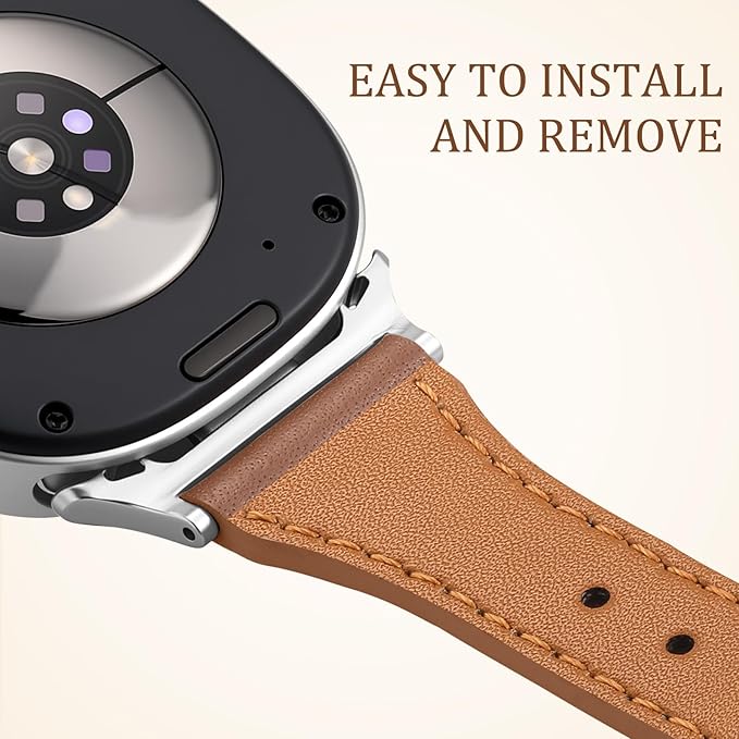 GEAK Slim Leather Band Compatible with Samsung Galaxy Watch 8 40mm 44mm/Watch 8 Classic 46mm, No Gap Adjustable Genuine Leather Replacement Dressy Strap for Samsung Watch 8 Bands Women