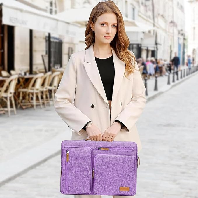 MOSISO 360 Protective Laptop Case 14 inch, 14 inch Laptop Sleeve Compatible with HP Lenovo Dell ASUS Acer, HP, Dell Latitude, Lenovo, Side Open Carrying Case with 4 Zipper Pockets&Handle, Lilac