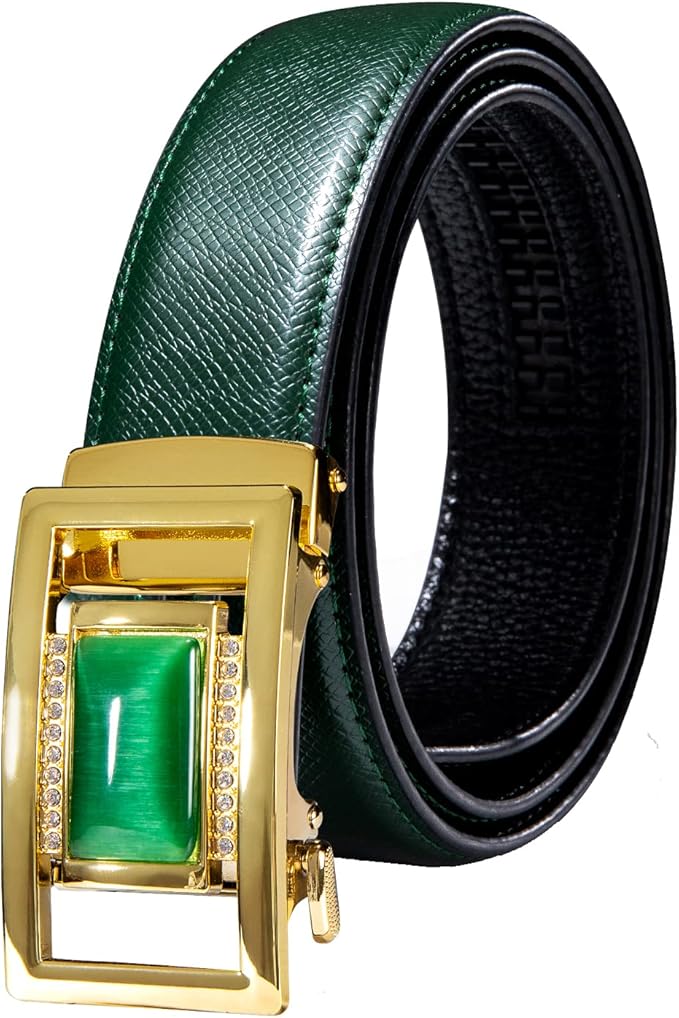 Dubulle Designer Mens Belts, Sliding Automatic Buckle Ratchet Dress Belt TOP Genuine Leather Strap Gifts